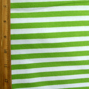 Green Apple and White 3/8" wide Stripe Cotton Lycra Knit Fabric