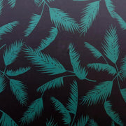 Green Ferns on Black Nylon Spandex Swimsuit Fabric