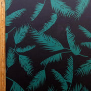 Green Ferns on Black Nylon Spandex Swimsuit Fabric