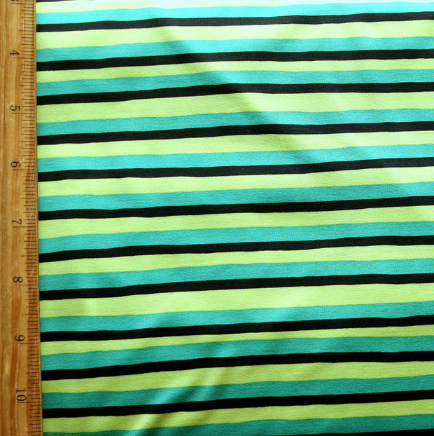 Kelly Green, Lime, and Black Stripe Nylon Spandex Swimsuit Fabric
