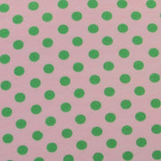 Green Polka Dots on Pink Cotton Modal Knit Fabric
