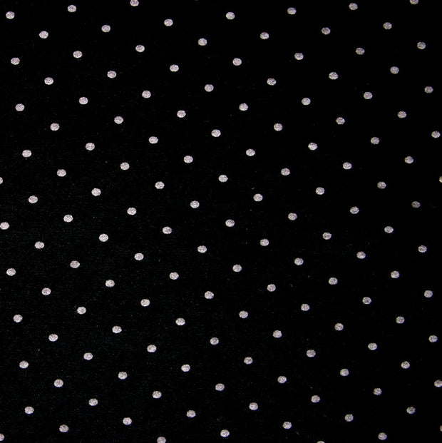 Grey Pindots on Black Knit Fabric