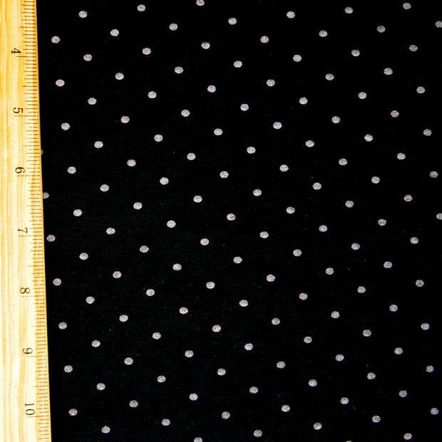 Grey Pindots on Black Knit Fabric