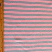 Grey and Pink 3/8" wide Stripe Cotton Lycra Knit Fabric