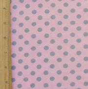 Grey Polka Dots on Pink Cotton Modal Knit Fabric