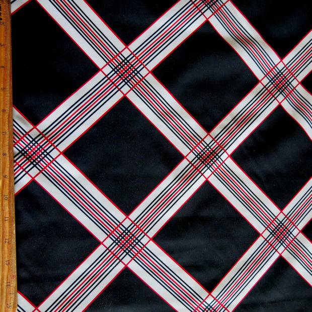 Grey/Red Diamond on Black Microfiber Boardshort Fabric