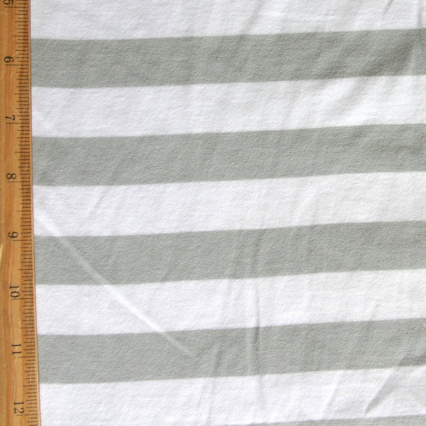 Grey and White 7/8" Stripe Cotton Knit Fabric - SECONDS - Not Quite Perfect