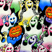 Grinning Ghosts Cotton Knit Fabric - 35" Remnant Piece
