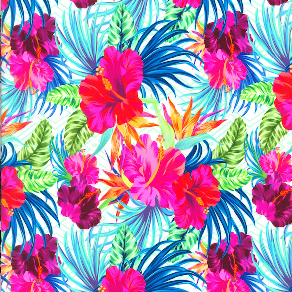 Happy Hibiscus Nylon Spandex Swimsuit Fabric