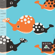 Happy Whale Organic Cotton Lycra Knit Fabric by Nosh Organics, Persimmon Colorway - 18" Remnant