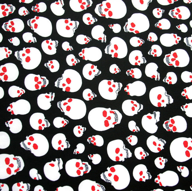 Haunted Skulls on Black Nylon Lycra Swimsuit Fabric