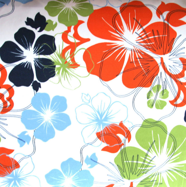 Hawaiian Floral on White Boardshort Fabric