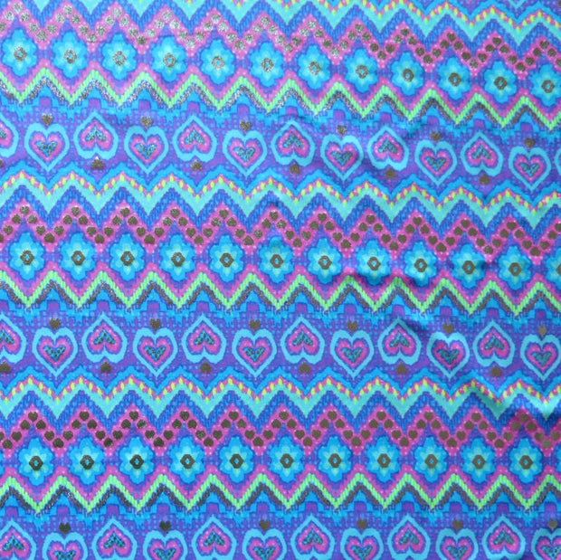 Hearts and Daisies Foil Stripe Nylon Spandex Swimsuit Fabric