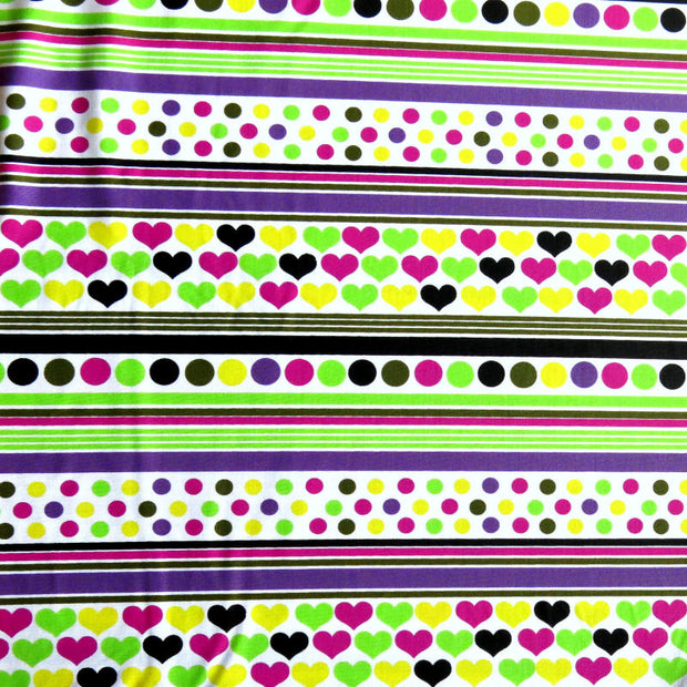 Hearts, Dots, and Stripes Nylon Spandex Swimsuit Fabric