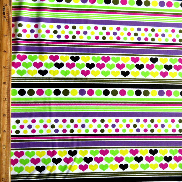 Hearts, Dots, and Stripes Nylon Spandex Swimsuit Fabric