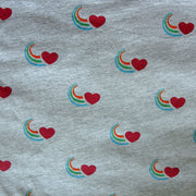 Hearts Swoosh on Heathered Grey Cotton Knit Fabric - Seconds - Not Quite Perfect
