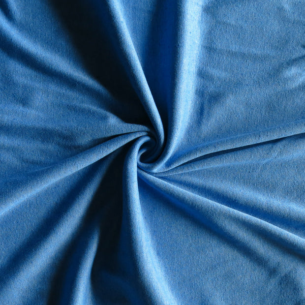 Heathered Blue Cotton Poly Rib Knit Fabric