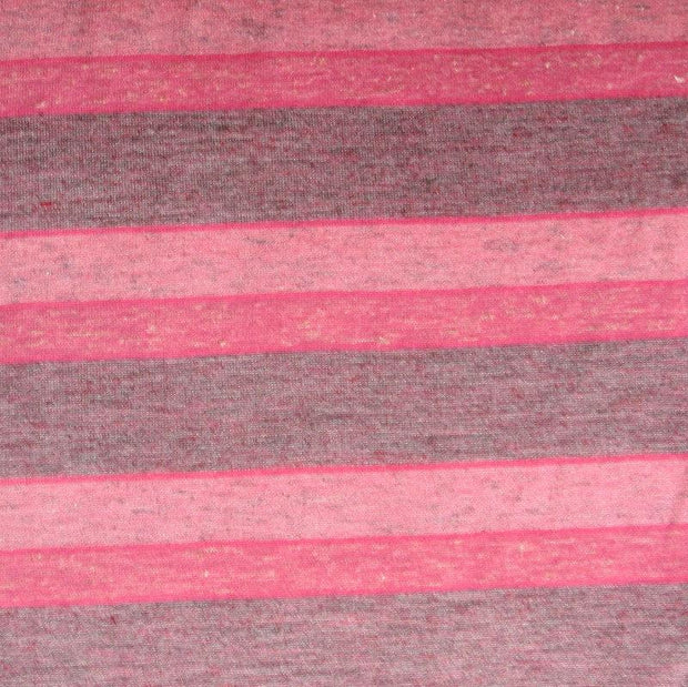 Shades of Heathered Pink and Grey Stripes Knit Fabric - 28" Remnant