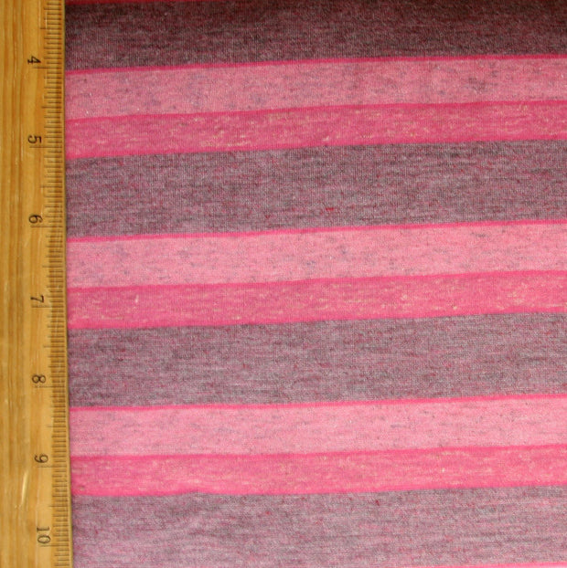 Shades of Heathered Pink and Grey Stripes Knit Fabric