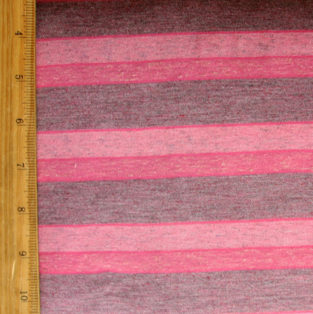 Shades of Heathered Pink and Grey Stripes Knit Fabric