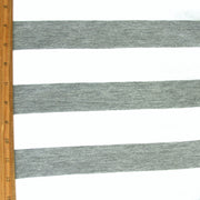 Heathered Grey and White Wide Stripe Cotton Knit Fabric