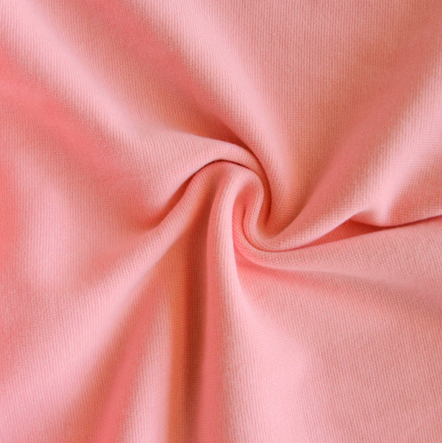 Peachy Pink Cotton Lycra Heavy Rib Knit Fabric