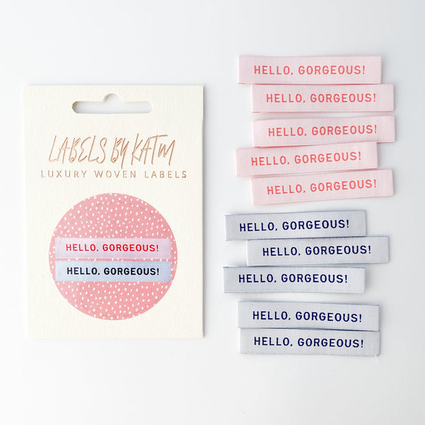 "Hello Gorgeous" 10 Pack Woven Labels by Kylie and the Machine