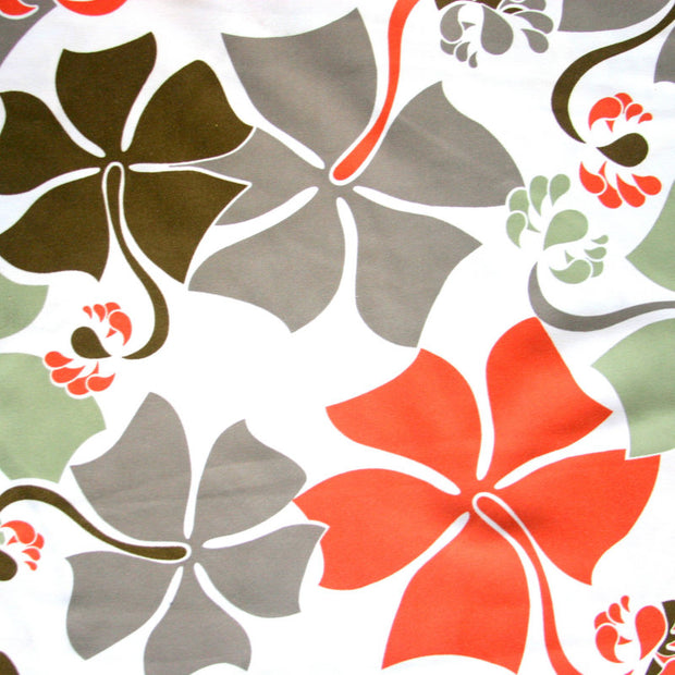 Hibiscus Floral on Creme Microfiber Boardshort Fabric