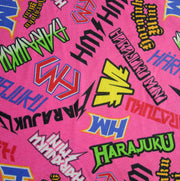 HJ Logos on Bright Pink Cotton Fleece Fabric
