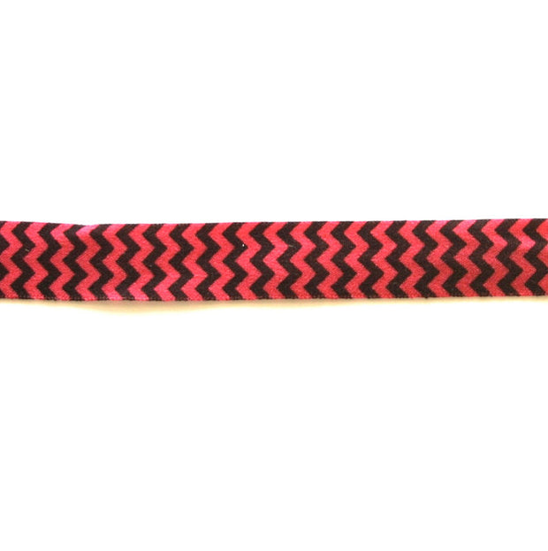 Black and Hot Pink Chevron 5/8" Flat Elastic Trim