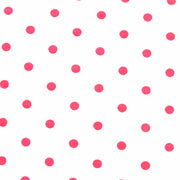 Hot Pink Aspirin Polka Dots on White Cotton Knit Fabric