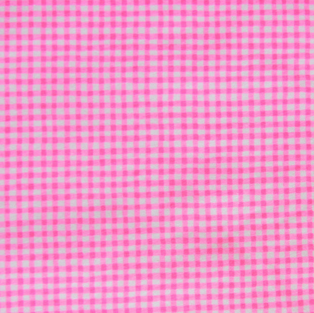 Hot Pink and White Gingham Cotton Knit Fabric