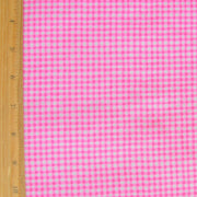 Hot Pink and White Gingham Cotton Knit Fabric