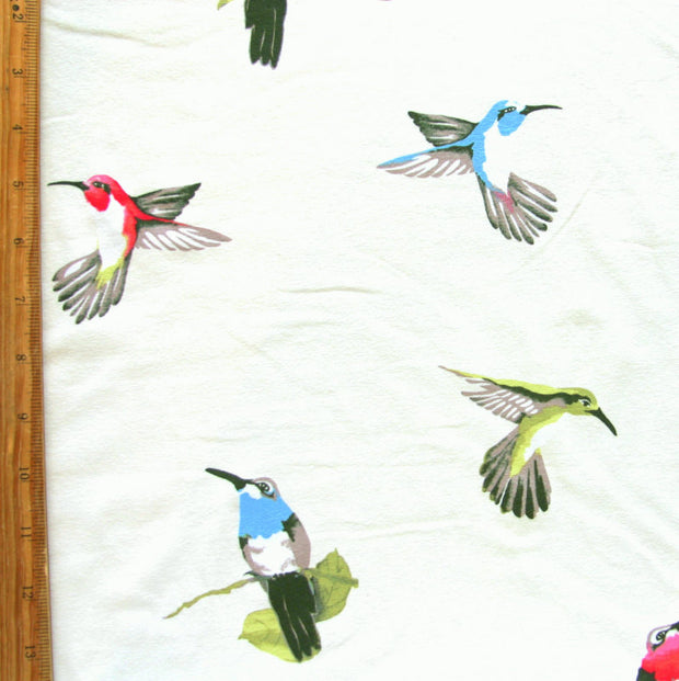Hummingbirds Cotton Lycra Knit Fabric