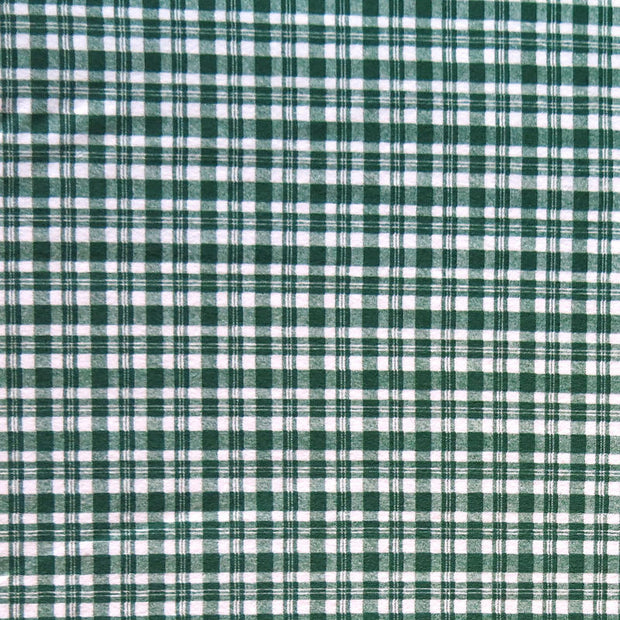 Hunter Green Gingham on White Cotton Spandex Knit Fabric