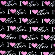 I Heart Elvis on Black Cotton Knit Fabric
