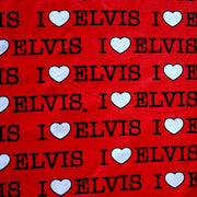 I Heart Elvis on Red Cotton Knit Fabric