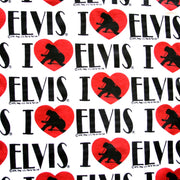 I Heart Elvis on White Cotton Knit Fabric