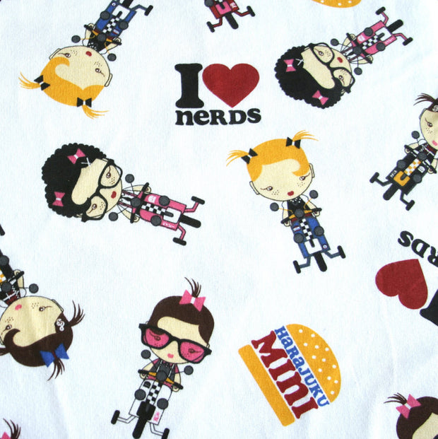 I Heart Nerds Cotton Fleece Fabric