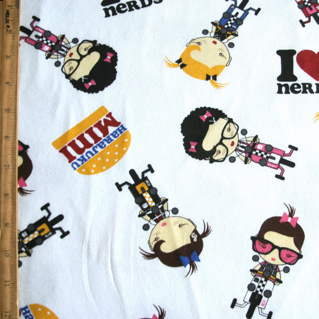 I Heart Nerds Cotton Fleece Fabric