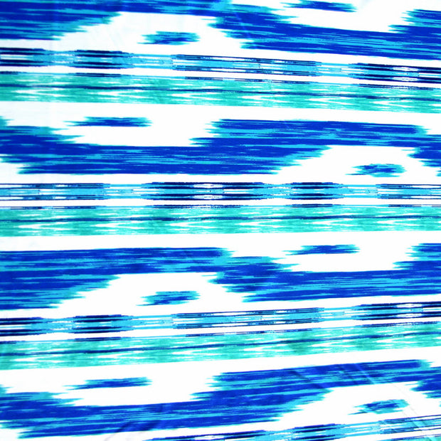 Ikat Multi Stripe on White Nylon Lycra Swimsuit Fabric