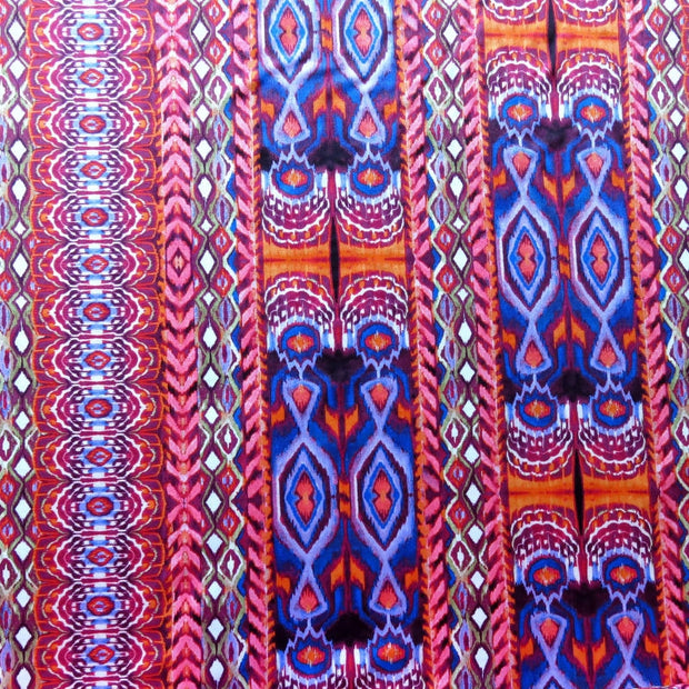 Colorful Vertical Ikat Stripe Nylon Spandex Swimsuit Fabric, Warm Colorway