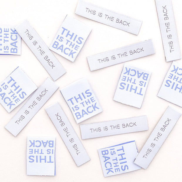 "This is The Back" 10 Pack Woven Labels by Kylie and the Machine