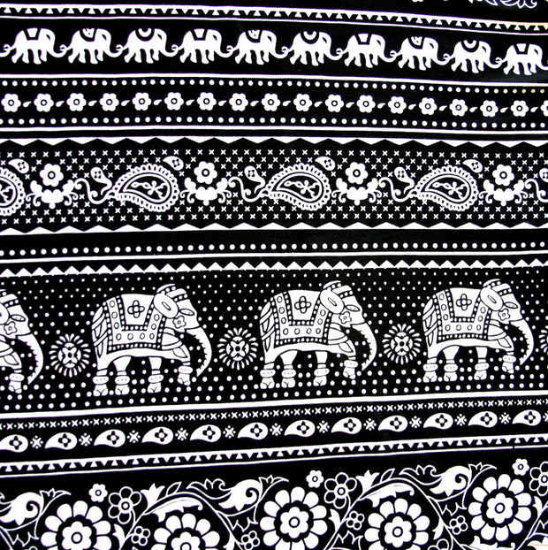 Indian Elephants Cotton Lycra Knit Fabric
