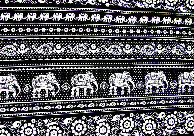 Indian Elephants Cotton Lycra Knit Fabric