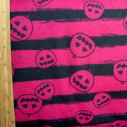 Black Jack O' Lanterns on Fuschia Cotton Knit Fabric - SECONDS- Not Quite Perfect