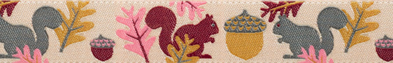 Squirrels on Creme Woven Ribbon by Jessica Jones