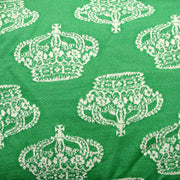 Juicy Crowns on Green Jacquard Knit Fabric