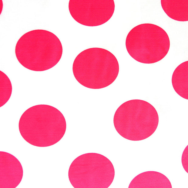 Jumbo Pink Polka Dots on White Nylon Lycra Swimsuit Fabric