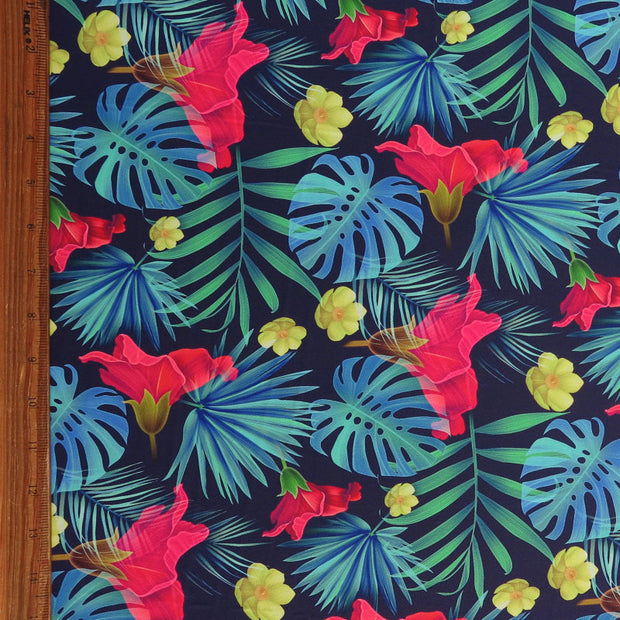 Jungle Navy Nylon Spandex Swimsuit Fabric